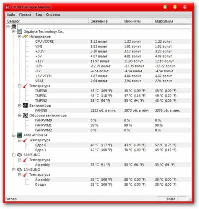 HWMonitor - программа для мониторинга показателей компьютера
